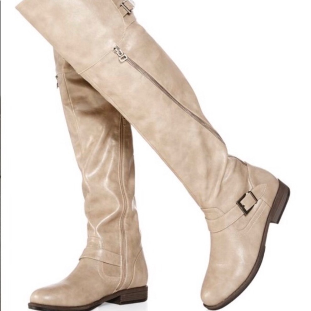 JustFab Leighna Over-the-Knee Boots in Stone EUC